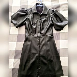 Dynamite Faux-Leather Button Dress